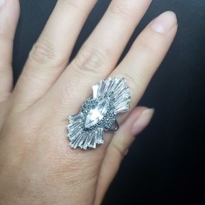 CZ silver cocktail ring